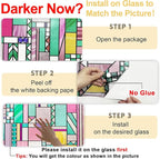 3D Stained Glass Window Privacy Film, Heat Control UV Blocking Static Cling Decorative Window Film for Bathroom,Front Door,Home Non Adhesive,23.6 x 35.4 inches Vibrant Reverie