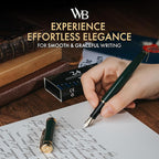 Wordsworth & Black Fountain Pen Set, 18K Gilded Fine Nib, Includes 24 Pack Ink Cartridges, Ink Refill Converter & Gift Box, Gold Finish, Calligraphy, [Racing Green], Perfect for Men & Women