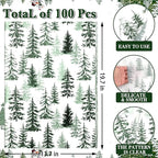 100 Sheets Christmas Tree Tissue Paper, 20x14in Forest Style Wrapping Tissue Watercolor Xmas Tree Art Tissue for Xmas Party Gift Bag Fillers Winter Party Decor (Green)