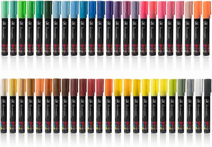 JumpOff Jo – Liquid Chalk Markers – Reversible Chisel and Round Tip – Multi Color (48)
