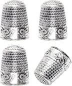4Pack Thimbles for Hand Sewing, Sewing Thimble Hand-Working Sewing Thimble Finger Protector (Silver)