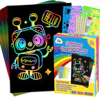 ZMLM Scratch Art Crafts Boys Gifts, 60 Rainbow Scratch Paper Art Gifts for 3 4 5 6 7 8 9 10 Years Old Girls and Boys Kids, Arts and Crafts for Kids 4-6 Birthday Toys and Games Activities Gift (Blue)