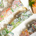 PET Tape Stickers for Scrapbooking,6 Rolls Vintage Town Tape Stickers for Scrapbook Supplies,DIY Craft,Journaling,Notebook,Phone Case(Town)