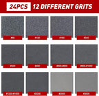24 Pcs Sanding Sponge 180 Grit, Washable & Reusable Sanding Blocks for Wood, Metal, Drywall, Glazing, Wet Dry Sandpaper for Smooth Finishing