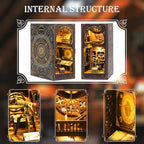 Book Nook Kits for Adults, 3D Printed DIY Miniature House Kit Astronomical Museum Booknook Wooden Puzzle Dollhouse Bookshelf Insert Decor with LED Lights Gifts for Book Lovers, Space Enthusiasts