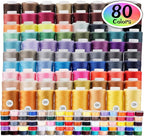 ilauke 80 Colors Sewing Thread, 164 Pcs Sewing Bobbins, 300 Yards Spools of Polyester Thread for Sewings Machine, Prewound Bobbins for Brother Singer Janome Machine with Supplies