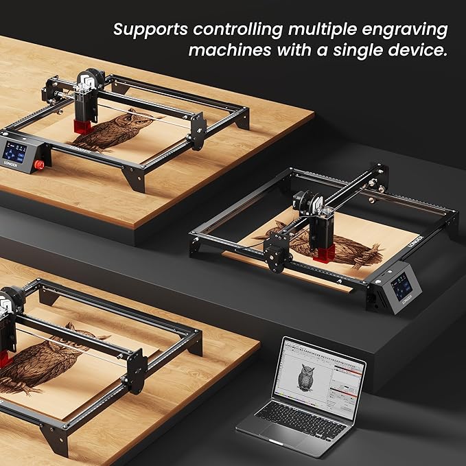 LONGER Laser Engraver Ray5 10000mW Engraver Machine DIY CNC Laser Cutter Tool for Metal Glass Wood Working Area 15.7 "x15.7" with Air Assist Rotary Roller Kit Laser
