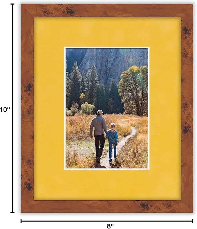 Pack of TEN 8x10 Mats Bevel Cut for 5.5x8.5 Photos - Acid Free Sunrise Yellow Suede Precut Matboards For Pictures, Photos, Framing - 4-ply Thickness