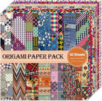 Square Origami Paper 6x6 Double Sided 50 Sheets 50 Colors 70GSM Origami Kit Japanese Chiyo Easy Fold Arts Crafts DIY Handwork Beginner Cloth