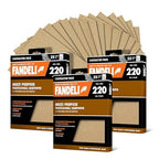 Fandeli | Multi-Purpose Sandpaper | 220 Grit Aluminum Oxide | 75 Sheets of 9'' x 11'' | Ideal for Metal and Wood | Compatible with Orbital Sanders, Brown
