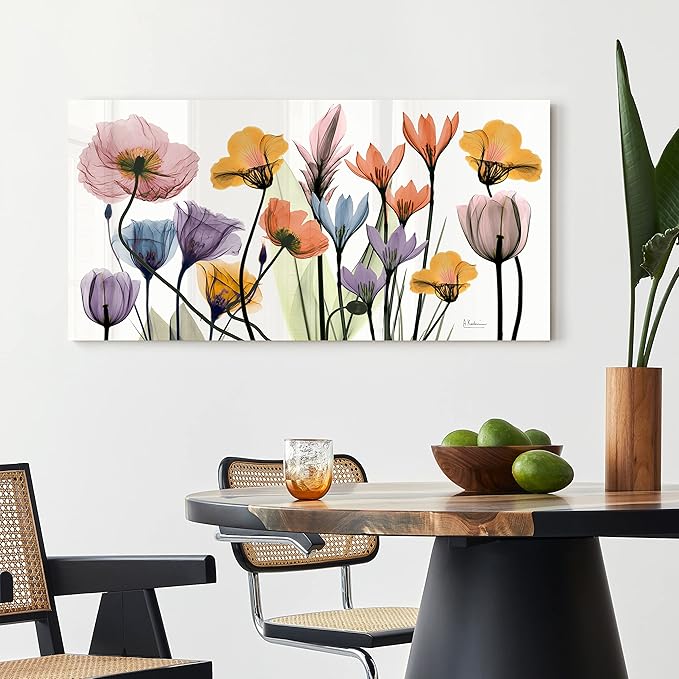 Empire Art Direct Frameless Free Floating Tempered Glass Panel Graphic Wall Art Ready to Hang, 24" x 48", Flowerscape Portrait, Flower Wall Art