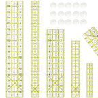 Quilting Rulers, Sewing Ruler, Acrylic Ruler for Sewing and Quilting,Cutting Ruler with Non-Slip Rings (3"x17",1.5"x17",3"x12",1.5"x10",1"x6") (Yellow)