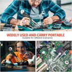 Upgrade 120W Soldering Iron Kit with Ceramic Heater, Automatic Soldering Gun Kit Includes 3 Solder Wire, 3 Interchangeable Tips, 2 Tweezers, Desoldering Pump, Basic Stand with Sponge