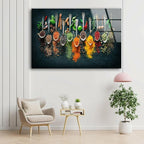 My Photostation.com Round 31,5'' Spoon Spices Glass Wall ArtTempered Glass Printing Wall Decor Large Wall Art Wall Hangings