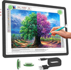 Phylosal Rechargeable A3 LED Light Pad for Diamond Painting, Ultra-Thin Magnetic Tracing Light Box for Drawing, Diamond Art Light Board with Side Button, Super Bright Light Table for Sketching (Black)