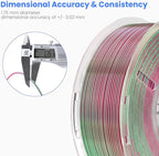 ELEGOO Silk PLA 3D Printer Filament 1.75mm Dual Color Green Red 1KG, Shiny Multicolor 3D Printing Filament Accuracy +/- 0.05mm, 1kg Spool(2.2lbs) Fits for Most FDM 3D Printers