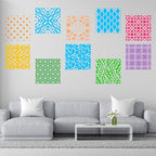 WSICSE 24Pcs Stencils for Painting, Reusable Geometric Painting Stencils Abstract Layering Stencil for Painting on Wood Canvas Furniture Floor Decor DIY Supplies, white