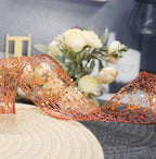 CT CRAFT LLC Sparkling Glitter Mesh Wired Ribbon 2.5" x 10 Yards Bronze Orange for Christmas Home Decor Bow Gift Wrapping DIY Crafts Wreath