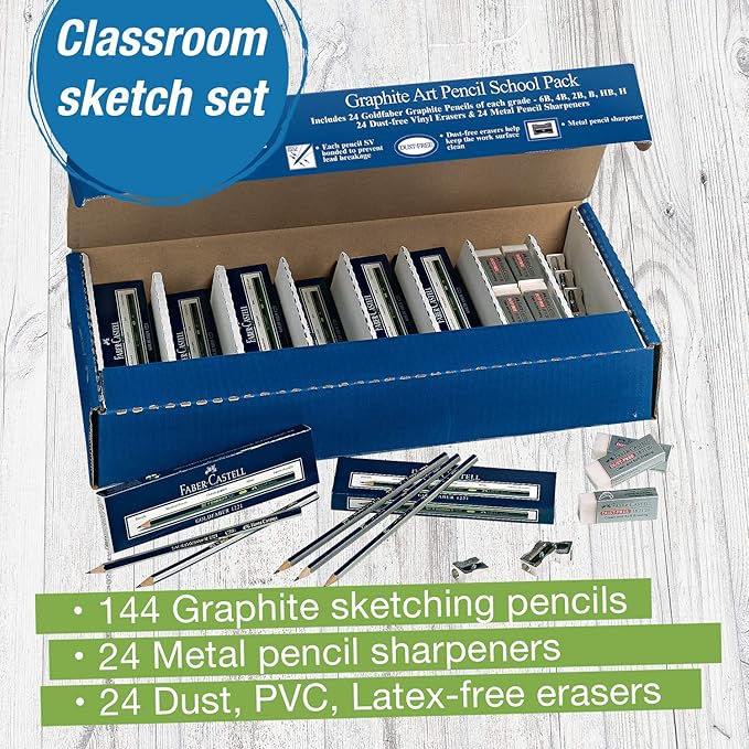 Faber-Castell Goldfaber Sketching Pencil Set - School Pack, Set of 144