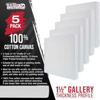 U.S. Art Supply Square Stretched Canvas for Painting 8x8 inch Gallery Depth 1-1/2" Thick, 5-Pack - 12oz Acrylic Gesso Triple Primed, Professional Artist Quality, 100% Cotton - Pouring, Oil Paint