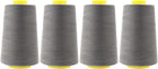 Mandala Crafts 4 Pack of Serger Threads Cones Spools - 40S/2 24000 Yards Polyester Dark Gray Threads for Sergers Machine and Overlock Quilting Sewing Machine