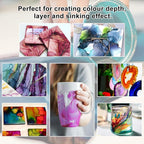 FansArriche Alcohol Inks for Resin, 64 Colors High Concentrated Alcohol Ink Set for Epoxy Resin, Alcohol-Based Resin Ink for Coasters, Fluid Painting Crafts, Tumbler Making, 10 ml Each