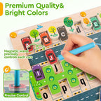 Magnetic Alphabet Maze - Montessori Parking Board Letters Matching Educational Toys Magnet Puzzle Preschool Sensory Activities Gifts for Toddlers Boys Girls Age 2-6