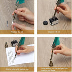AHIER Quill Pen and Ink Set, Feather Pen Quill Pen Set Includes 5 Steel Replacement Nibs,Pen Nib Base and Dip Ink Bottle for Antique Calligraphy