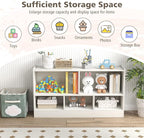 Toy Storage Organizer, 2-Tier Kids Bookshelf, 5 Cube Kids' Bookcases, Cabinets & Shelves, Wooden Toy Organizers, Small Book Shelf for Bedroom, Playroom, Classroom, Nursery (White)