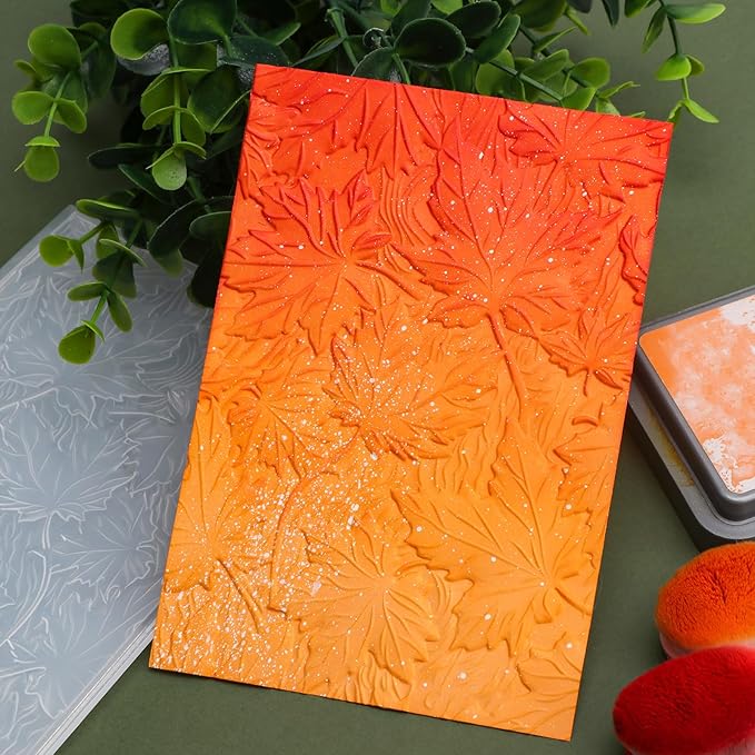 BAOFALI 3D Autumn Theme Plastic Embossing Folders Maple Leaf for DIY Scrapbooking Photo Album Card Paper Craft Decoration for Card Making,Embossing Template Paper Card Embossing Stencil