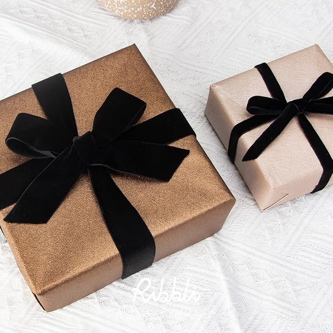 Ribbli Polyester Black Velvet Ribbon,1Inch,10-Yard Spool,Use for Choker,Gift Wrapping,Floral Bouquets, Boutonnieres
