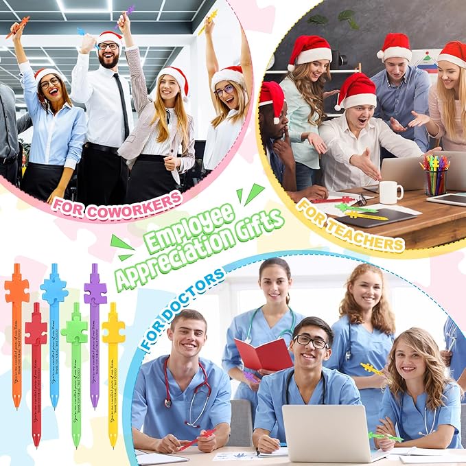 Eaasty 48 Pcs Employee Appreciation Gifts Bulk Inspirational Puzzle Pens Thank You Ballpoint Pens for Coworkers Staff Team Teacher Nurse Pastor Boss's Day Vet Tech Week Pharmacy Technicians Day Gifts