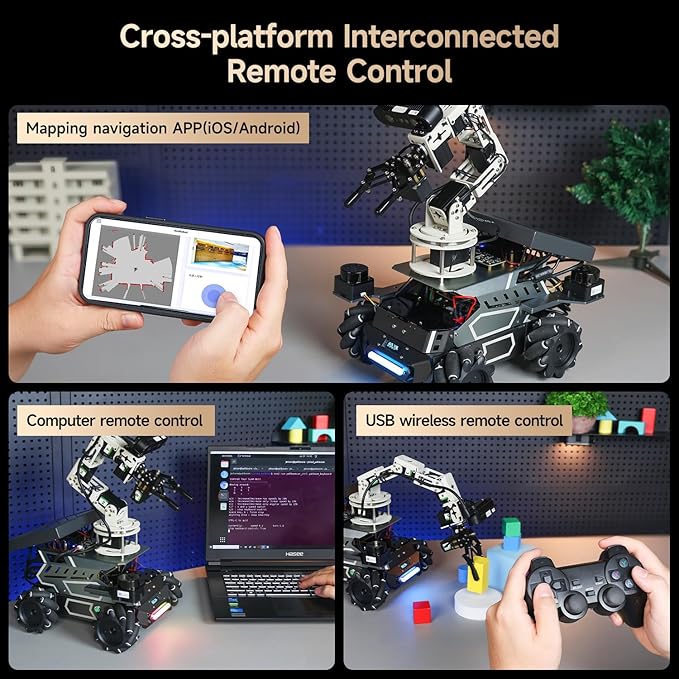 Yahboom ROS2 AI Robot Kit with Jetson Orin NX 8GB Super Large AI Model Supports 3D Mapping Navigation,Movelt Simulation,AI Vision,App Control