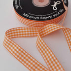 Orange Gingham Plaid Checked Ribbon 25 Yards Each Roll 100% Polyester (5/8",Orange)