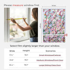 Window Privacy Film Rainbow Film Stained Glass 3D Static Cling Decorative Window Sticker for Bathroom,Front Door,Home Heat Control UV Blocking Non Adhesive,Peach Blossom 17.5 x 78.7 inches