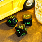 7-Die DND Dice Set Polyhedral Dice Set with a Leather Dice Bag, D&D Dice Set for Dungeons and Dragons, RPG Table Games (Black)