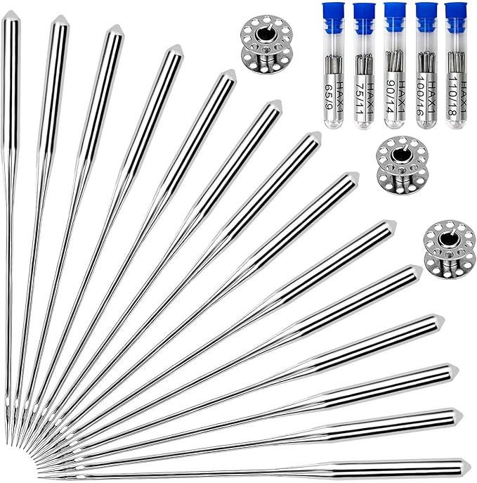 50PCS Sewing Machine Needles, Universal Sewing Machine Needle for Singer, Brother, Janome, Varmax, Needles for Sewing Machine with Sizes HAX1 65/9, 75/11, 90/14, 100/16, 110/18