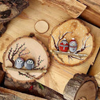 JEUIHAU 8 PCS 8-9 Inches Natural Wood Slices, Unfinished Predrilled Wooden Circles Tree Bark Slice, Blank Wooden Log Circles for DIY Crafts, Arts Wood Slices, Christmas Ornaments