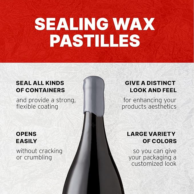 Blended Waxes, Inc. Bottle Sealing Wax, Pastille Wax Seal Beads For Wine, Beer, and Liquor Bottle Sealing, Seals Between 25-30 Bottles, 1 lb, Aluminum