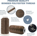 Mandala Crafts Coyote Brown Heavy Duty Thread -1500 Yds Tex 90 Thread for Sewing Drapery Jeans Leather Hair Outdoor Marine Upholstery