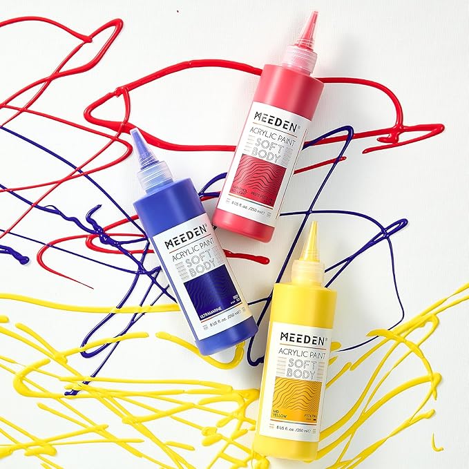 MEEDEN Soft Body Acrylic Paint: Peach Red Matte Finish - 250ml/8.45oz Bulk Acrylic Colors in Ergonomic Bottle - Fluid Flow Art Paints for Artists Canvas Painting