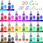 Alcohol Ink Set - 24 x 0.35oz Alcohol Based Ink for Epoxy Resin Painting, Resin Petri Dish Making - Concentrated Alcohol Paint Color Dye with 6 White Color Inks for Resin Art, Coaster, Yupo, Tumbler