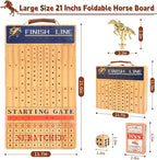 Bravmate Large 21 Inches Horse Race Board Game, Solid Wood Foldable Horse Racing Game with 11 Luxury Metal Horses, 2 Wooden Dice, 2 Boxes of Cards, 80 Chips for Parties