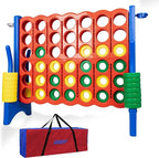 Jumbo 4 in a Row Game Set,4FT Giant Game Set with Carry Bag&42 Pieces Rings&Cup Holder,Indoor/Outdoor Yard Game for Kids & Adults-Fun Family&Party Game-Boosts Brain Power(Red&Blue)