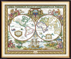 Stitchmelody 14CT Counted Cross Stitch Kits,Unrinted Pattern Embroidery Set-Ancient World Map 20''×16.5''