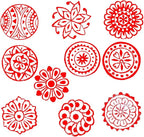 Royal Kraft Round Wooden Printing Stamps (Set of 10) - DIY Henna Fabric Textile Paper Clay Pottery Blocks Htag2181