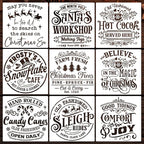 Christmas Stencils for Painting on Wood 12" Large Christmas Stencils for Crafts Reusable Santa Hot Coca Candy Cane Holiday Stencil Drawing Templates for Wood Fabrics Porch Hanger Winter Decor