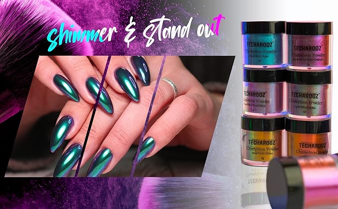 TECHAROOZ Cyan-Blue-Purple 40g- Chameleon Mica Powder Color Shift Mica Powder, Holographic Glitter for UV & Epoxy Resin Supplies, Eyeshadow, Acrylic Paint, Nail Decor, Slime