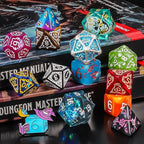QMAY Polyhedral Dice - 24 Pcs Mystery Dice Box, Random Styles Dice & Pins Badges, Bulk DND Dice, Dice Advent Calendar, D&D Gifts, Great for Dungeons and Dragons, RPG, MTG,Role Playing Table Game