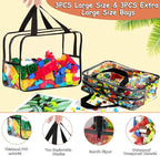 6 Packs Large Toy Storage Bags with Labels, Reusable Clear PVC Board Game Storage, Travel Waterproof Organizer Bags with Zipper for Building Blocks, Puzzle, Kids Books(3 large & 3 Extra Large)
